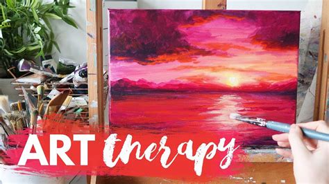 therapy  art sunset acrylic painting tutorial real time youtube