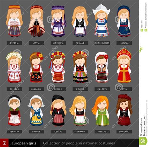 european girls in national dress stock vector illustration of