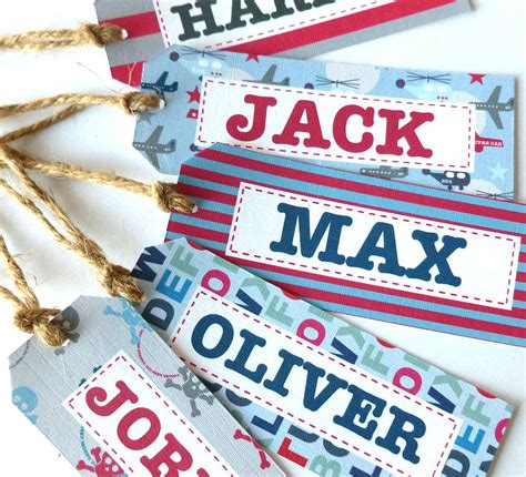 boys personalised gift tags set    tilliemint