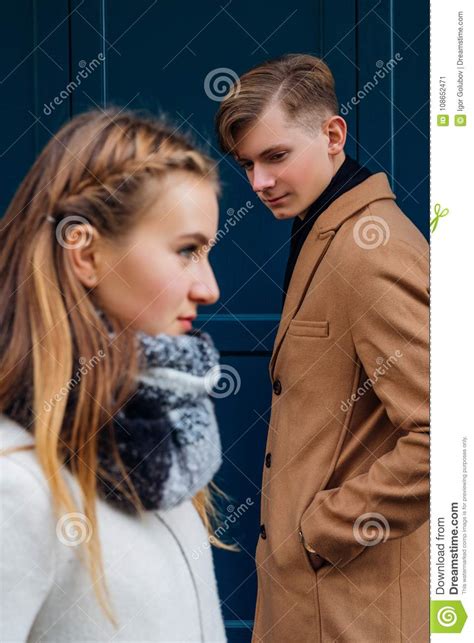 Pickup Flirting Man Interested Girl Acquaintance Stock Image Image Of
