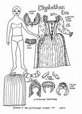 Paper Dolls Ancient History Doll Elizabethan Era Pages sketch template