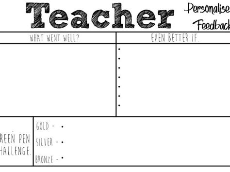 personalised marking grid template teaching resources