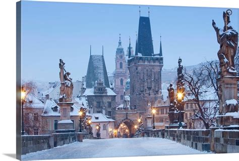 Prague Charles Bridge Tower And St Nicolas Church On