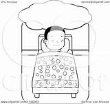 Sleeping Boy Bed Dreaming Little Cartoon Clipart Coloring Vector Outlined Cory Thoman Regarding Notes Clipartof sketch template