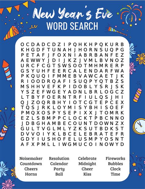 new year s eve word search play party plan