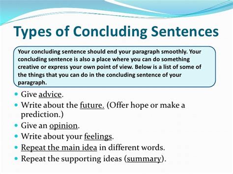 topic  concluding sentences concluding sentences