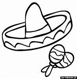 Sombrero Coloring Mayo Spanish Cinco Hat Clipart Clip Pages Printable Fiesta Class Template Mexican Maracas Hats Cliparts Easy Sheet Drawings sketch template