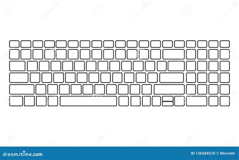 keyboard white silhouette pattern template computer vector isolated