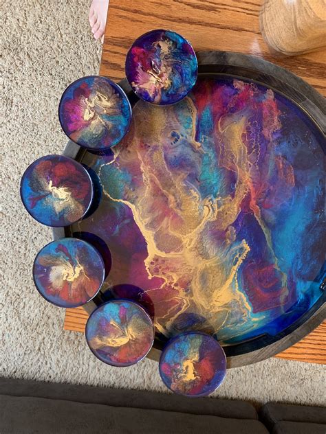 tray  matching coasters diy resin art resin art resin crafts