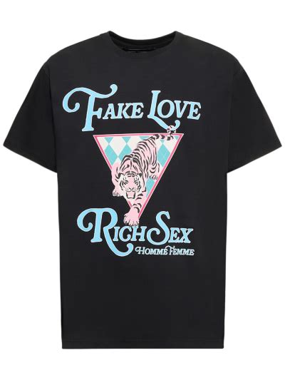 Fake Love Rich Sex Tiger Cotton T Shirt Homme Femme Men Luisaviaroma