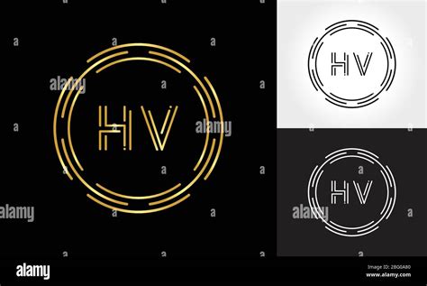 hv logo design vector template initial circle letter hv vector illustration stock vector image