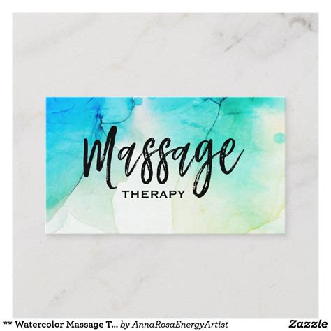 watercolor massage therapy massage therapist business card massage
