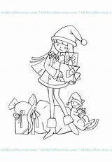 Digi Cute Stamps Christmas Freebies Santa Digital Coloring Choose Board Girl sketch template