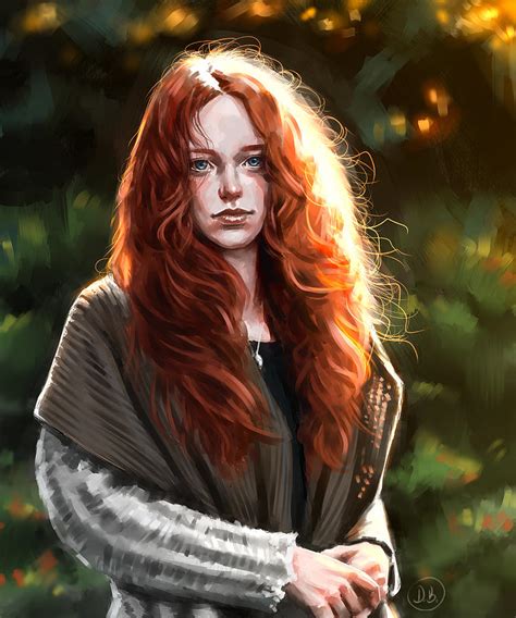 Red Hair Girl Portrait Digital Art By Darko Babovic Fine Art America