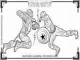 Captain Coloring America Pages Lego Spiderman Civil War Man Drawing Printable Fighting Bad Realistic Guy Kids Avengers Vs Ironman Print sketch template