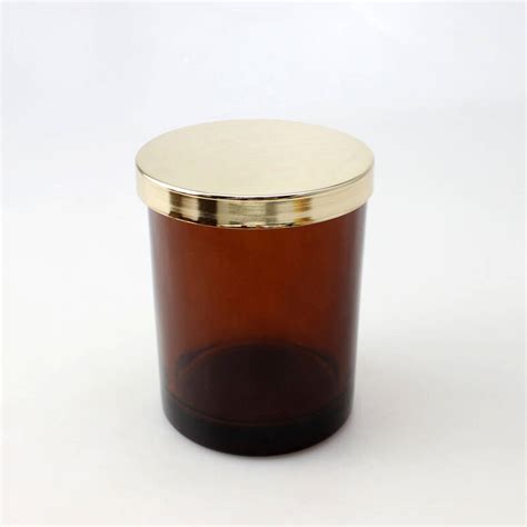 Custom 8oz 9oz Smoky Gray Amber Candle Glass Jarwith Wooden Metall Lid
