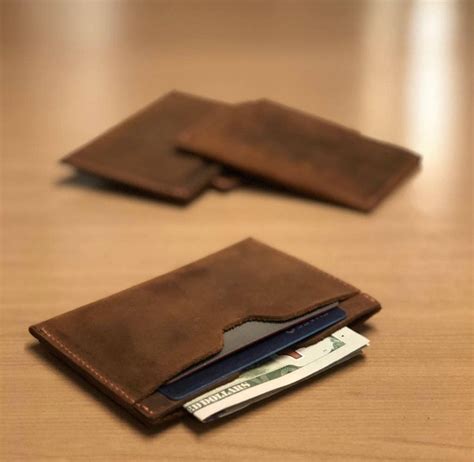 minimalist leather wallet personalized slim front pocket wallet mens