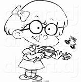 Girl Playing Clipart Outline Violin Cartoon School Coloring Clip Standing Little 1120 Dj Leishman Ron Clipground Pages Drawing Cliparts sketch template