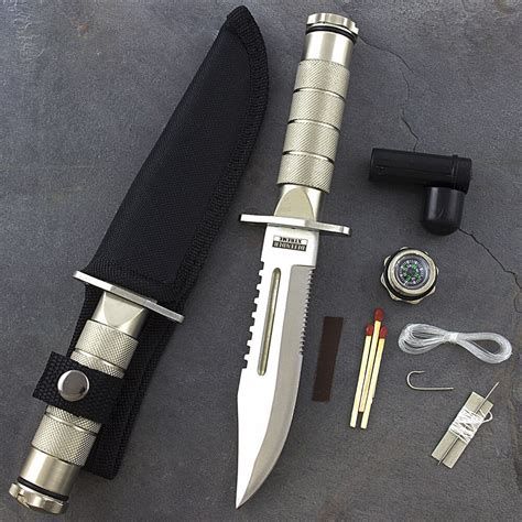 survival combat tactical serrated hunting knife  sheath bowie