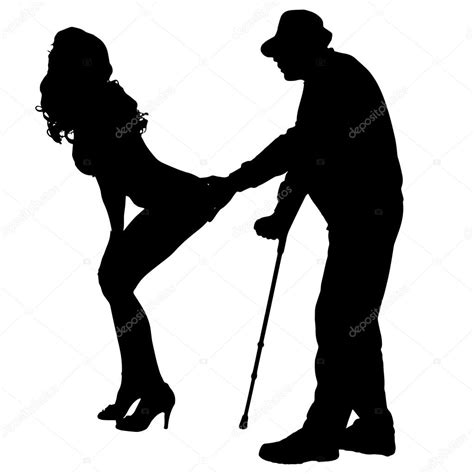 vector silhouette of a man with a sexy woman — stock vector © majivecka 45181175