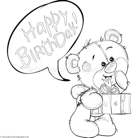 teddy bear  birthday gift coloring pages coloring