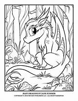 Dragon Coloring Pages Baby Printable Dragons Kids Cute Easy Jade Summer Adult Book Colouring Fairy Jadesummer Animal Color Books Choose sketch template