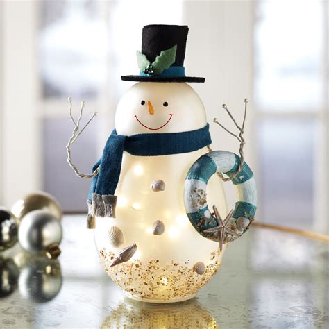 lighted glass snowman tabletop decoration  scarf  themed accents walmartcom walmartcom