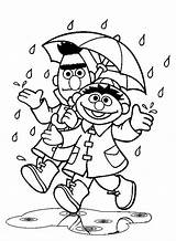 Coloring Rain Pages Ernie Bert Weather Sesame Rainy Umbrella Street Away Go Windy Under Printable Color Kids Getcolorings Falling Sheet sketch template