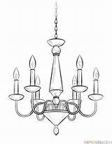 Chandelier Drawing Draw Coloring Candelabra Step Easy Furniture Supercoloring Tutorials Pages Kids Drawings Simple Dessin Shape Body Getdrawings Template Chandeliers sketch template