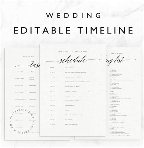 wedding timeline template minimal bridal wedding day schedule tasks