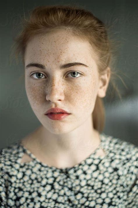 portrait of a beautiful girl with freckles by andrei aleshyn freckles