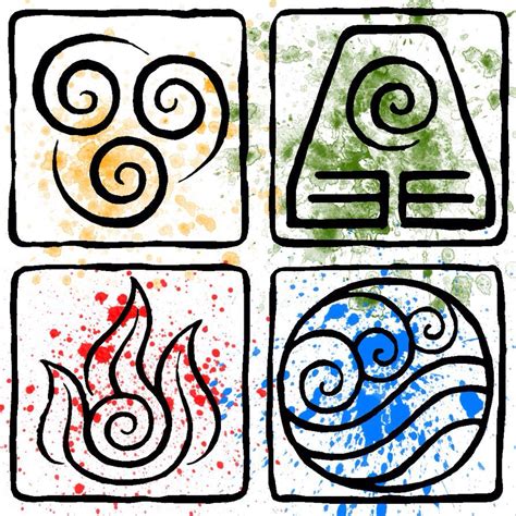 air earth fire water elementos simbolos inspiración para tatuaje y diseños para tatuajes