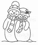 Snowman Coloring Christmas Pages Couple Family Cute Snowmen Drawing Stencil Embroidery Easy Quilt Stamp Silhouette Drawings Print Patterns Digital Sketch sketch template
