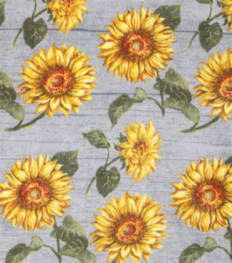 luxe fleece fabric sunflowers  wood joann