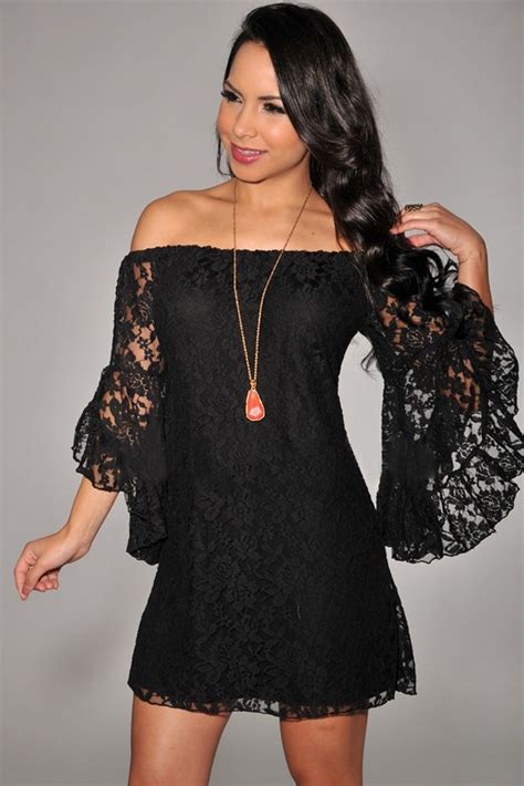 Black Lace Off The Shoulder Cheap Nightclub Dresses