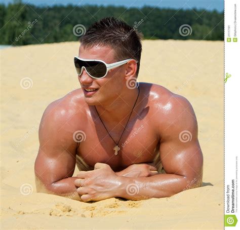 Muscle Man On The Beach Stock Image Image Of Build