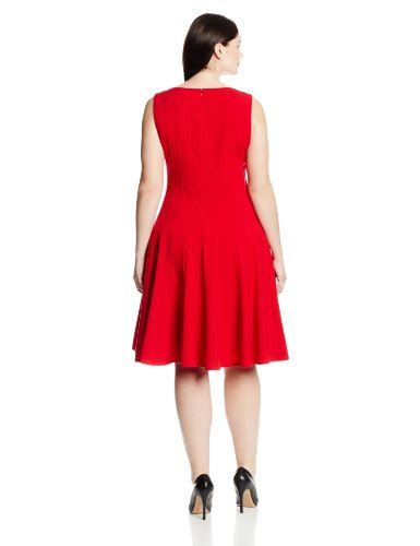 Calvin Klein Women S Plus Size Sleeveless Solid Flare Dress Red 20w