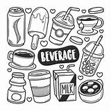 Coloring Beverage Doodle Vector Icons Premium Drawn Hand sketch template