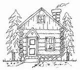 Cabin Log Cabins Woods Coloring Pages Easy Little Drawings Drawing Sketch Line House Colouring Draw Template Sketchite Wood Stamps Open sketch template