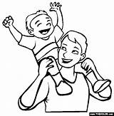 Coloring Pages Child Dad Father Drawing Piggyback Fathers Gif sketch template