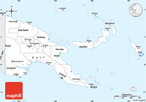 Silver Style Simple Map Of Papua New Guinea