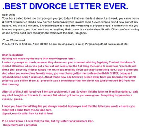 divorce letter  dump  day