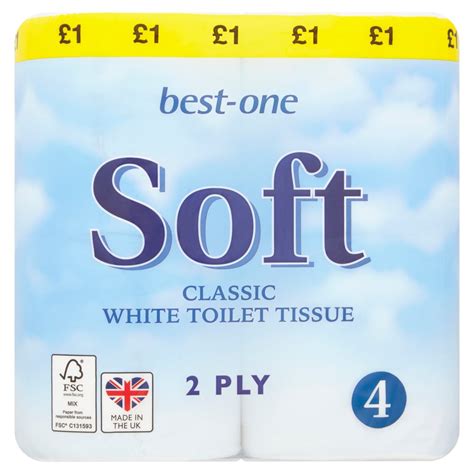 Best One Soft Classic White Toilet Tissue 2 Ply 4 Rolls Gematrian