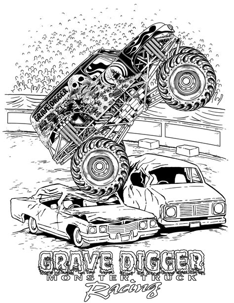drawing monster truck  transportation printable coloring pages