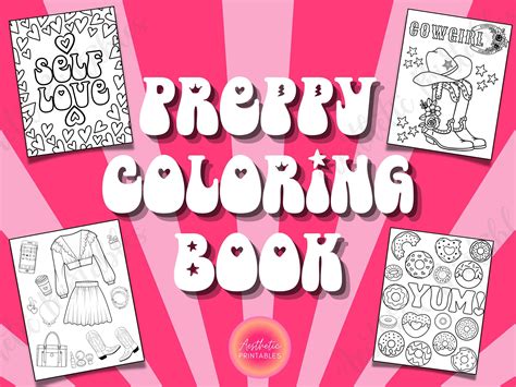 preppy coloring pages preppy coloring book printable easy aesthetic