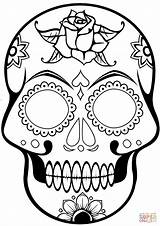 Skull Coloring Sugar Skulls Pages Calavera Drawing Simple Dia Muertos Los Printable Cool Crown Dead Color Pirate Print Template Tattoo sketch template