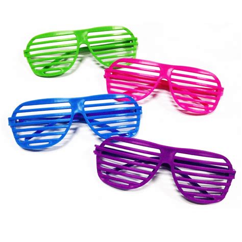 Novelty Place Neon Color Shutter Glasses 80 S Party Slotted Sunglasses
