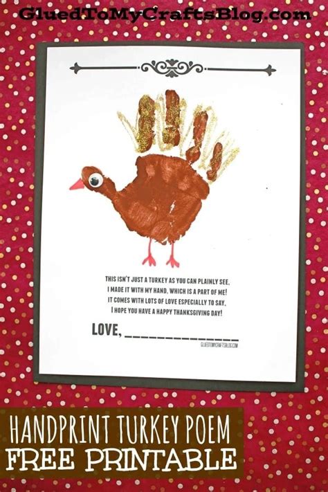 turkey handprint poem  printable facit coloring templates