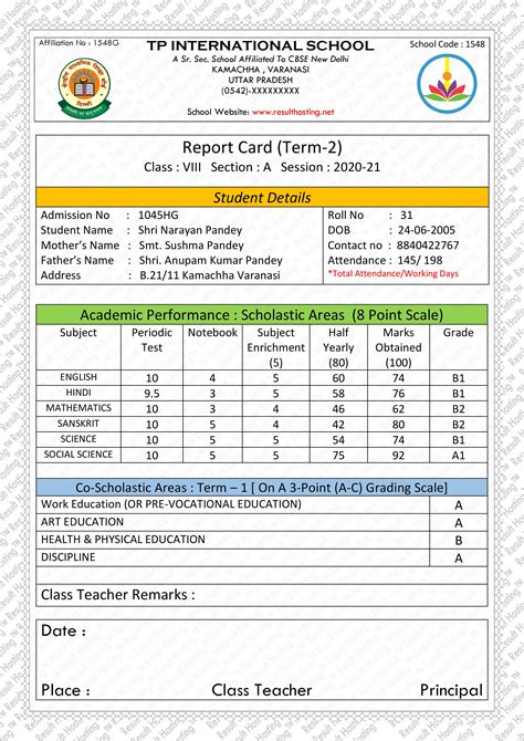 result hosting display exam result