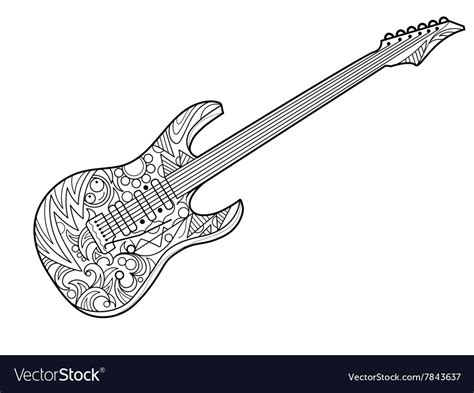 electric guitar coloring book  adults vector image